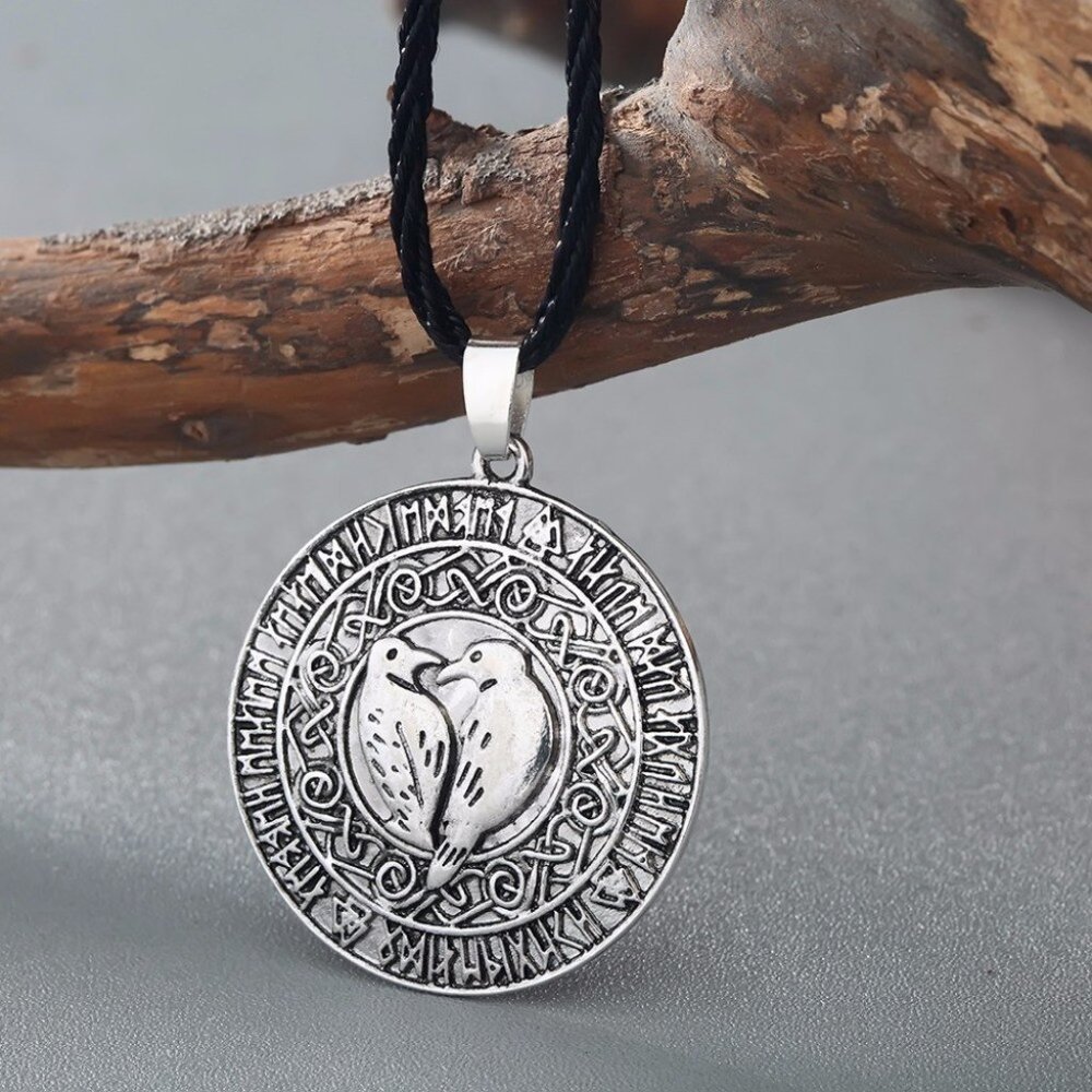Viking Necklace Bird Pendant • Retro Odin Rune Symbol • Antique Slavic Nordic - Picture 2 of 7